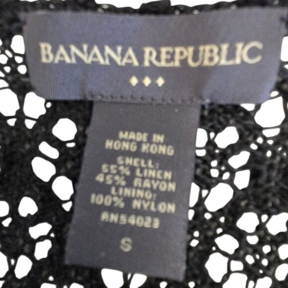 Banana Republic Womens Small Linen Blend Open Crochet Pattern Dress Over Spaghet - Picture 8 of 9